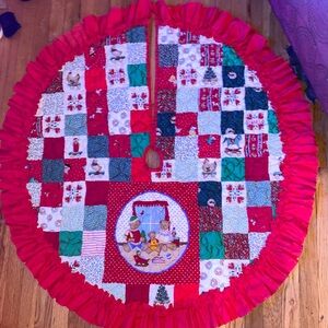 Vintage Handmade Festive Patchwork Christmas Tree Skirt